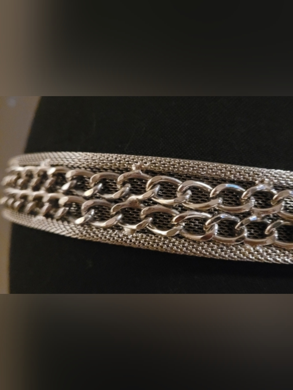 Rare Vintage 80s 90s Silver Mesh Statement Belt - Heavy Metal - L - Picture 5 of 10